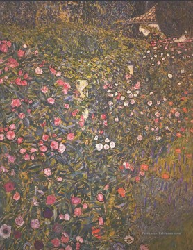 Paysage horticole italien Gustav Klimt Fleurs impressionnistes Peinture à l'huile